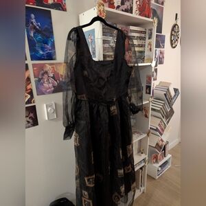 Dangerfield Black Dress with Sheer Sleeves